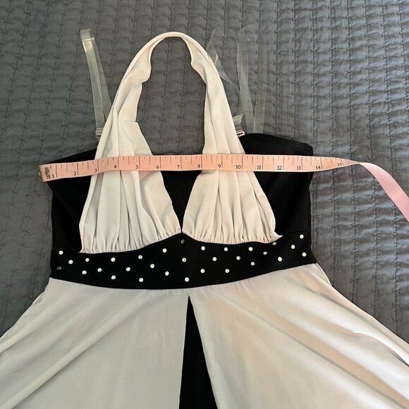 Designs for Dance Adult Small Style# 84830 Black and White Halter Dance Costume - Picture 5 of 8